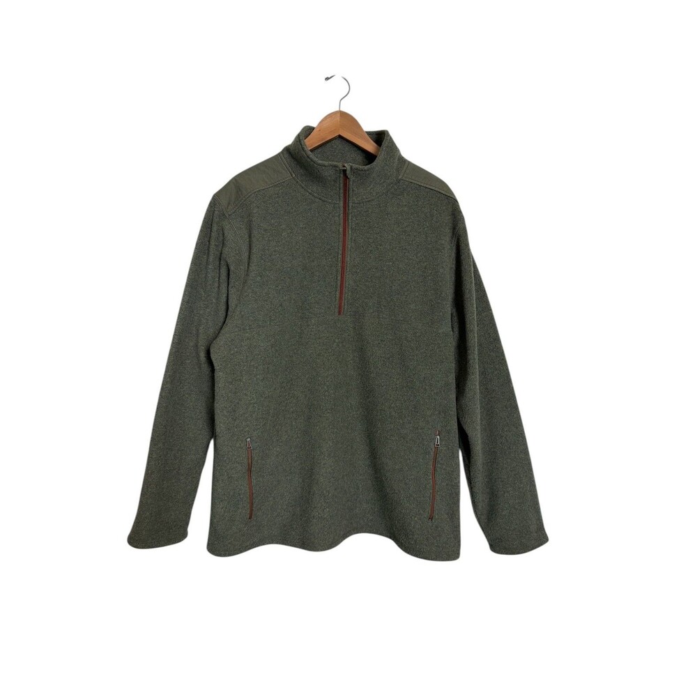 Life Is Good Men’s Olive Green Fleece 1/4 Zip Pullover Sweatshirt‎ Pockets Sz XL